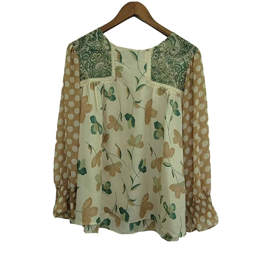 Cato Women's Size 14/16 Multi Pattern Blouse Long‎ Sleeve Cottagecore Grannycore